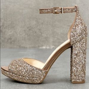 Jessica Simpson gold glitter heels